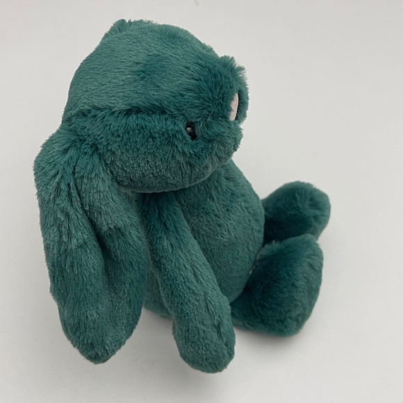 BNWT RARE Jellycat LITTLE BASHFUL TEAL BUNNY Small Soft Plush Green Holiday - Picture 3 of 6